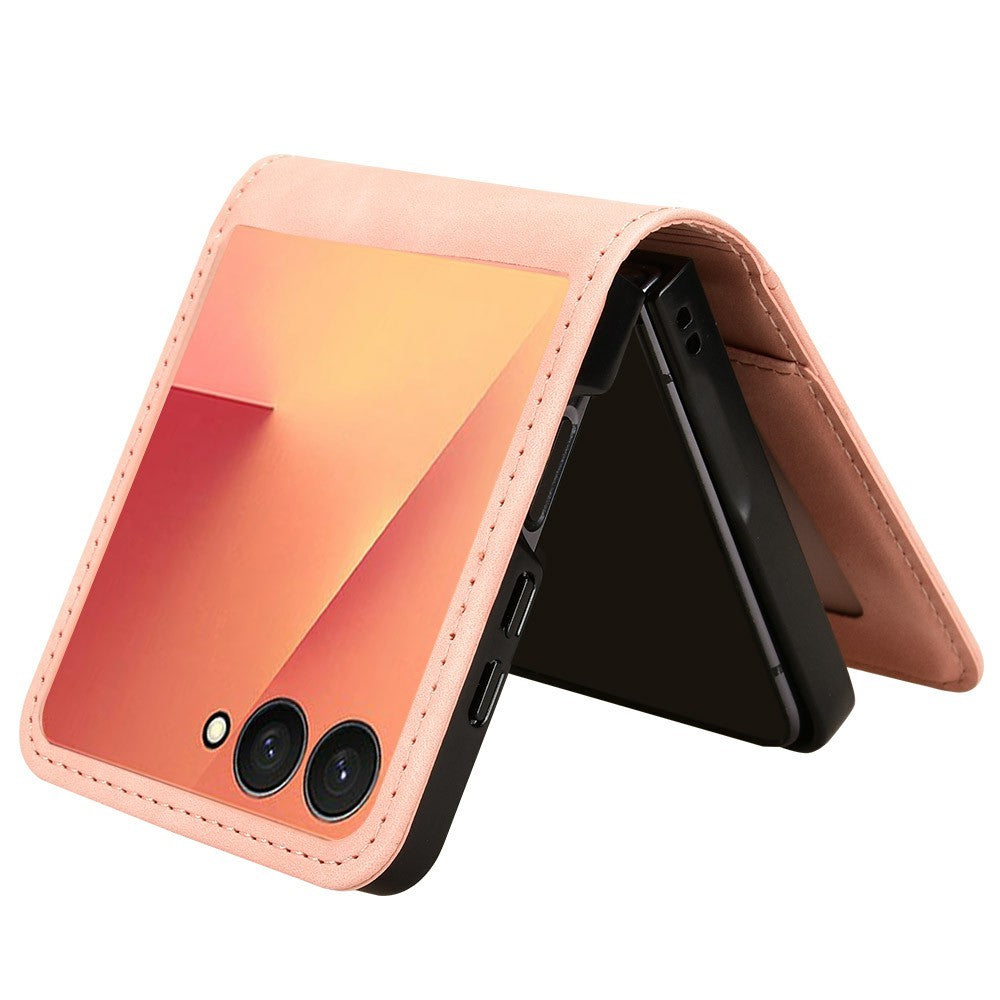 For Samsung Galaxy Z Flip7 5G Case Separable Design Card Slot Leather + PC Phone Cover - Pink