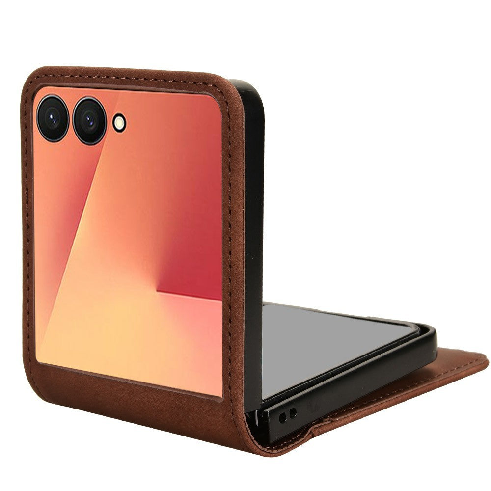 For Samsung Galaxy Z Flip7 5G Case Separable Design Card Slot Leather + PC Phone Cover - Brown