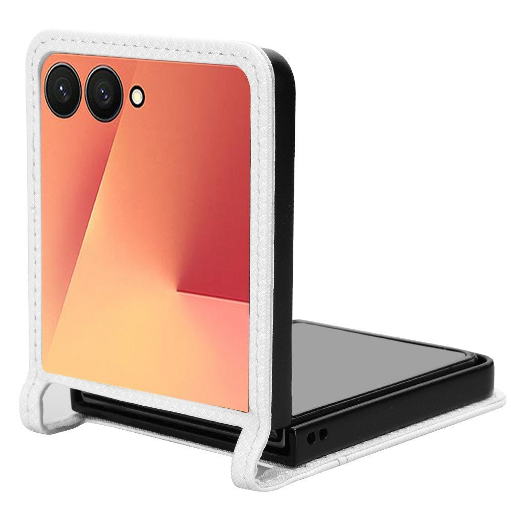For Samsung Galaxy Z Flip7 5G Case PU Leather Diamond Texture Phone Cover with Card Slot - White