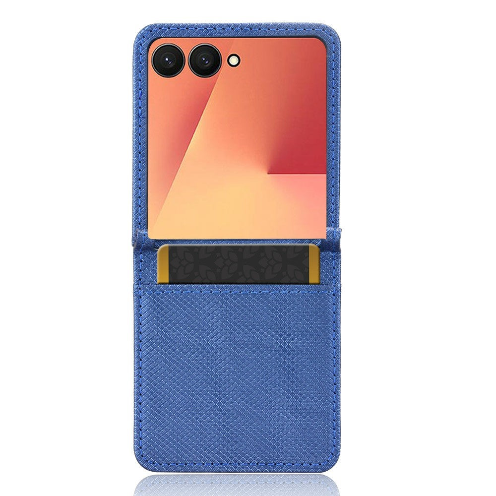 For Samsung Galaxy Z Flip7 5G Case PU Leather Diamond Texture Phone Cover with Card Slot - Blue