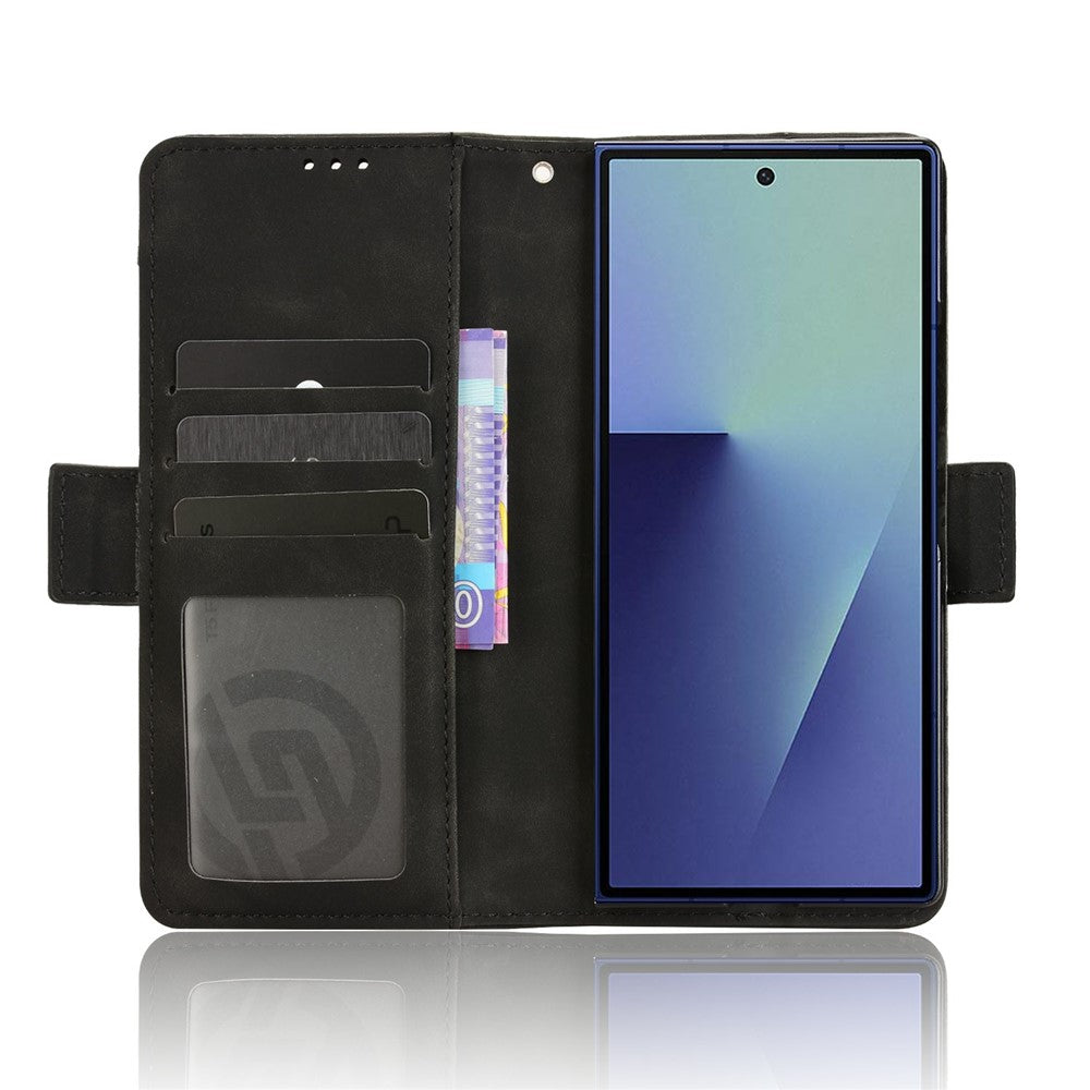 For Samsung Galaxy Z Fold7 5G Stand Case with Pencil Slot Leather Wallet Phone Cover - Black