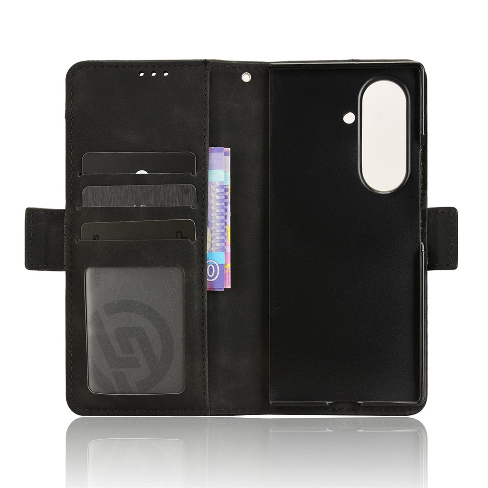 For Samsung Galaxy Z Fold7 5G Stand Case with Pencil Slot Leather Wallet Phone Cover - Black