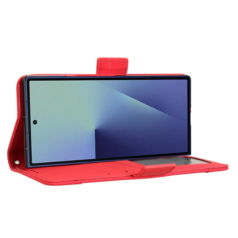 For Samsung Galaxy Z Fold7 5G Stand Case with Pencil Slot Leather Wallet Phone Cover - Red