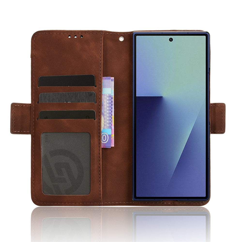 For Samsung Galaxy Z Fold7 5G Stand Case with Pencil Slot Leather Wallet Phone Cover - Brown