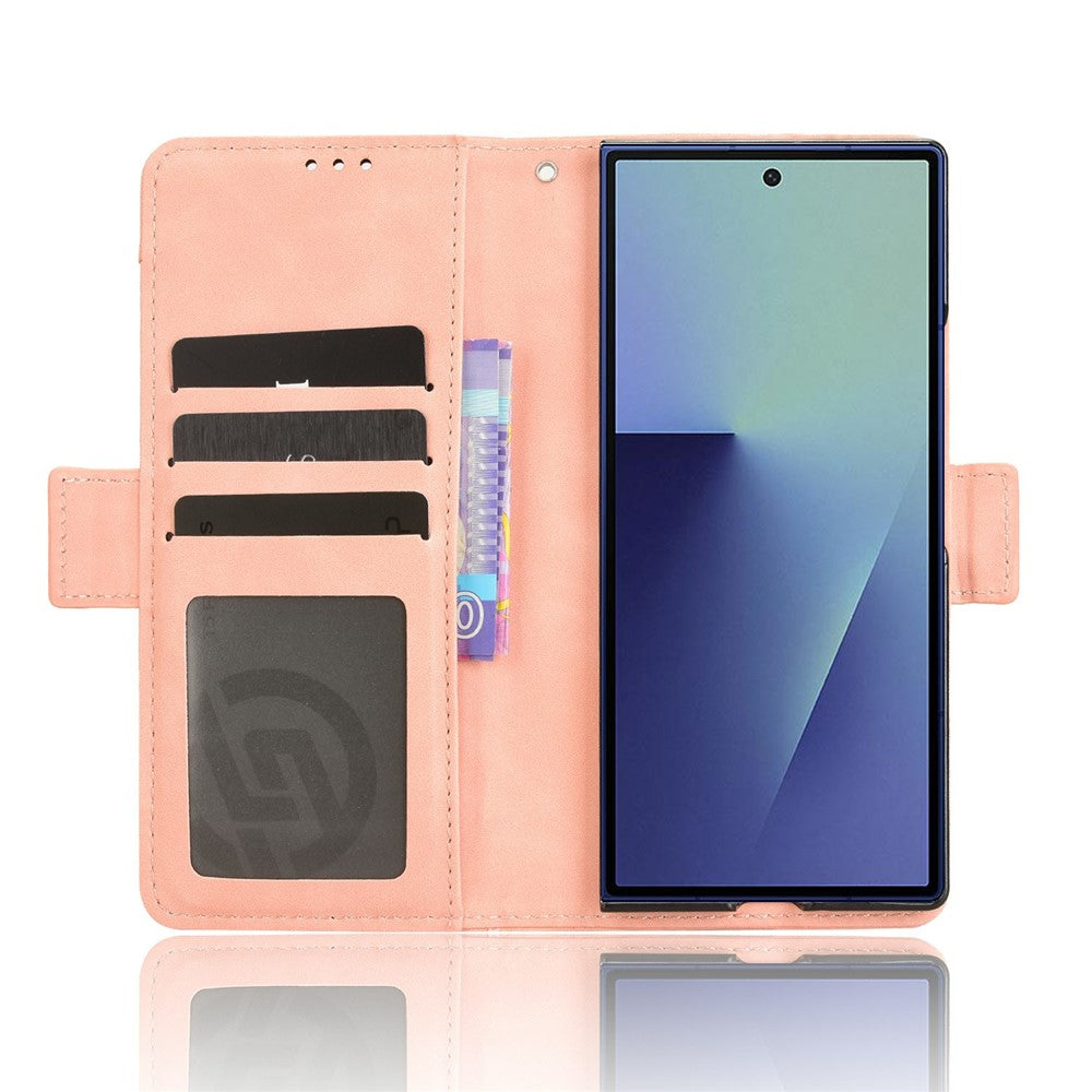 For Samsung Galaxy Z Fold7 5G Stand Case with Pencil Slot Leather Wallet Phone Cover - Pink