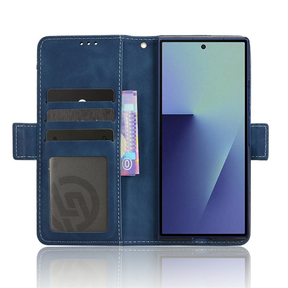 For Samsung Galaxy Z Fold7 5G Stand Case with Pencil Slot Leather Wallet Phone Cover - Blue