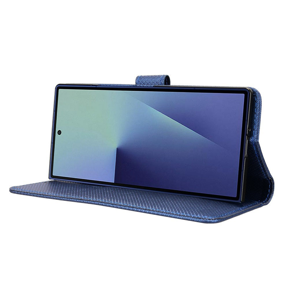 For Samsung Galaxy Z Fold7 5G Case with Pencil Holder, PU Leather Diamond Texture Wallet Phone Cover - Blue