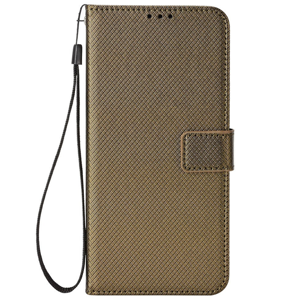 For Samsung Galaxy Z Fold7 5G Case with Pencil Holder, PU Leather Diamond Texture Wallet Phone Cover - Brown