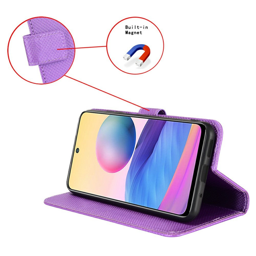 For Samsung Galaxy Z Fold7 5G Case with Pencil Holder, PU Leather Diamond Texture Wallet Phone Cover - Purple