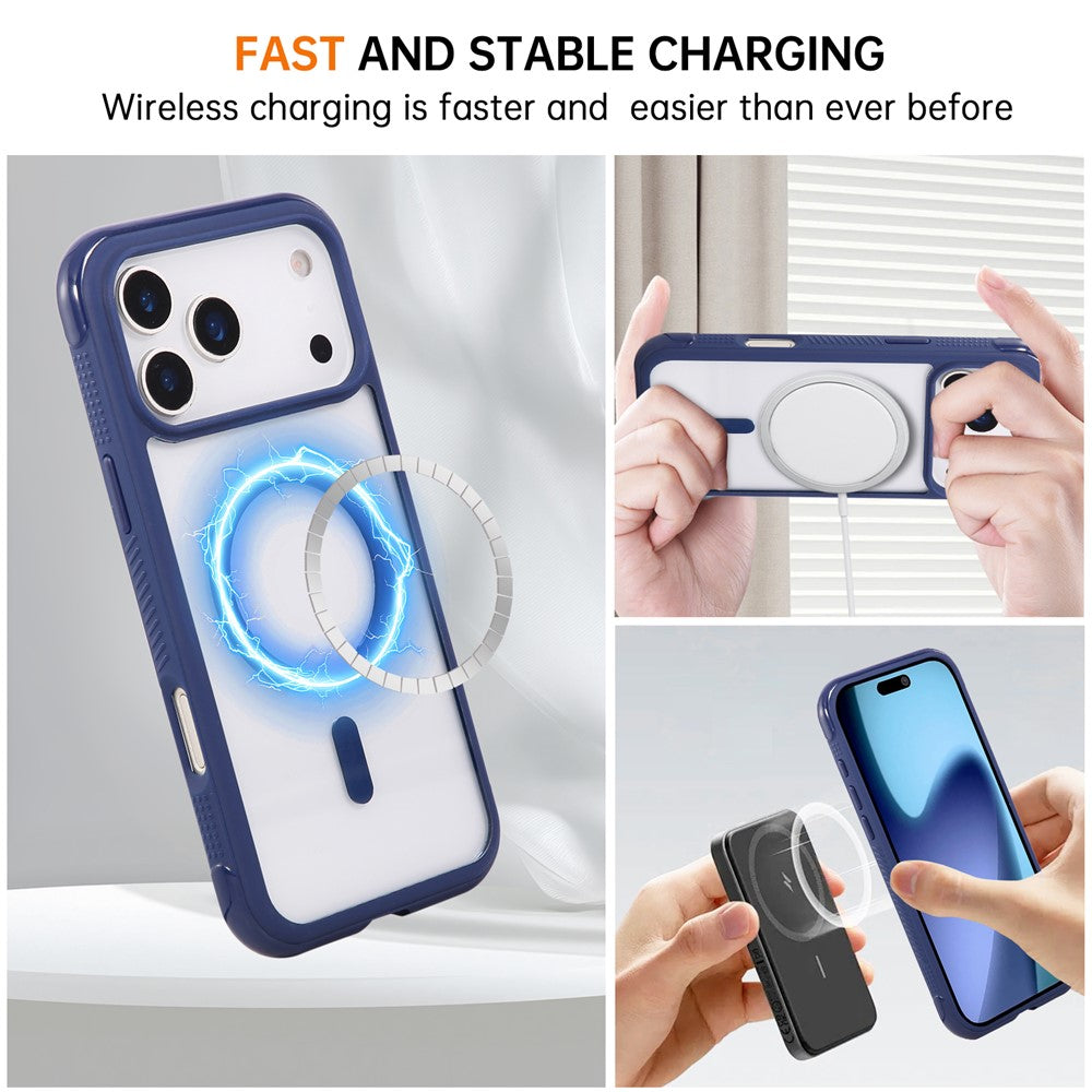 For iPhone 17 Pro Max Case Compatible with MagSafe TPU + PC Transparent Protective Phone Cover - Sapphire