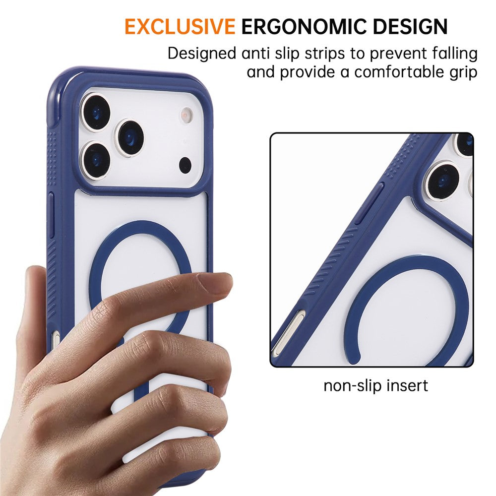 For iPhone 17 Pro Max Case Compatible with MagSafe TPU + PC Transparent Protective Phone Cover - Sapphire