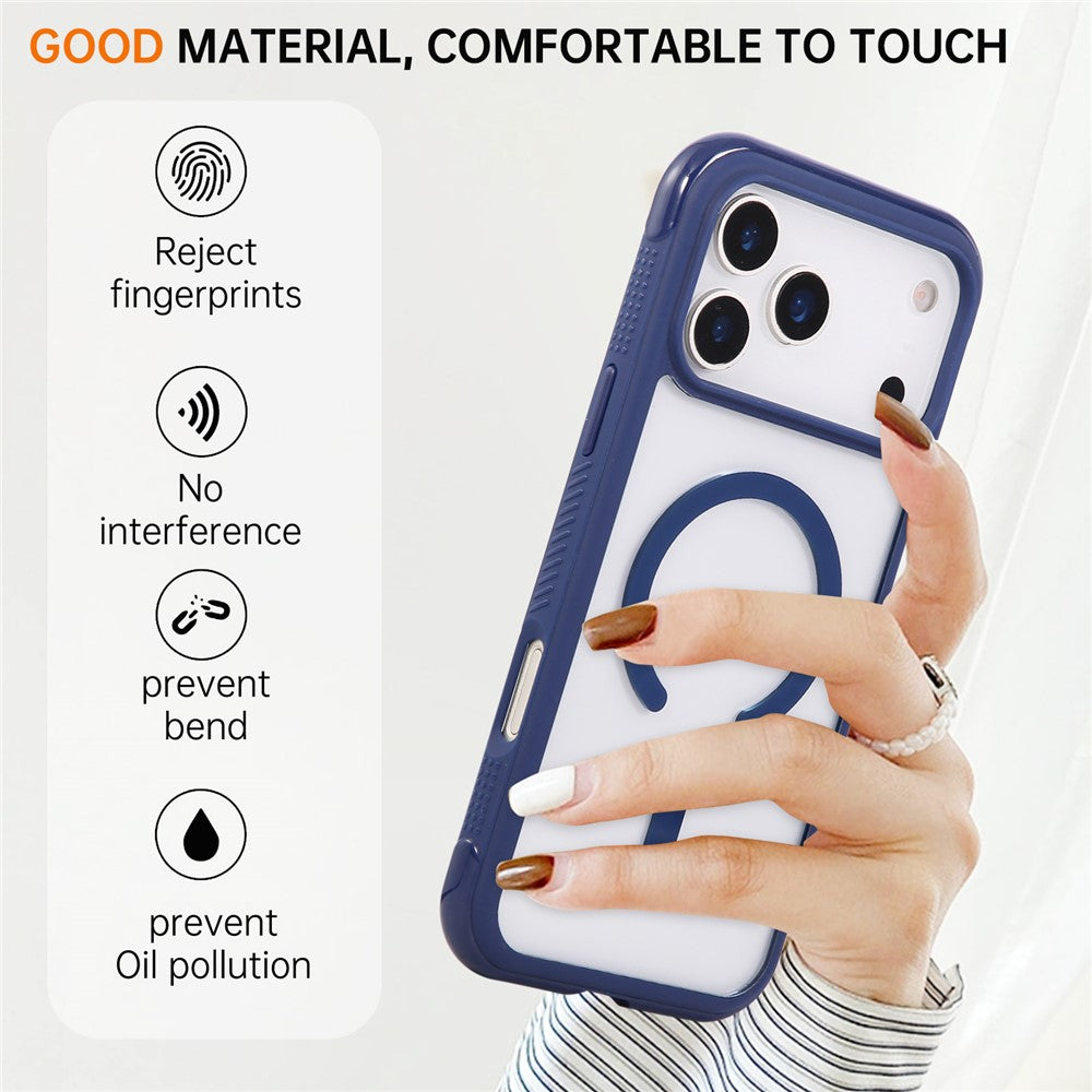 For iPhone 17 Pro Max Case Compatible with MagSafe TPU + PC Transparent Protective Phone Cover - Sapphire