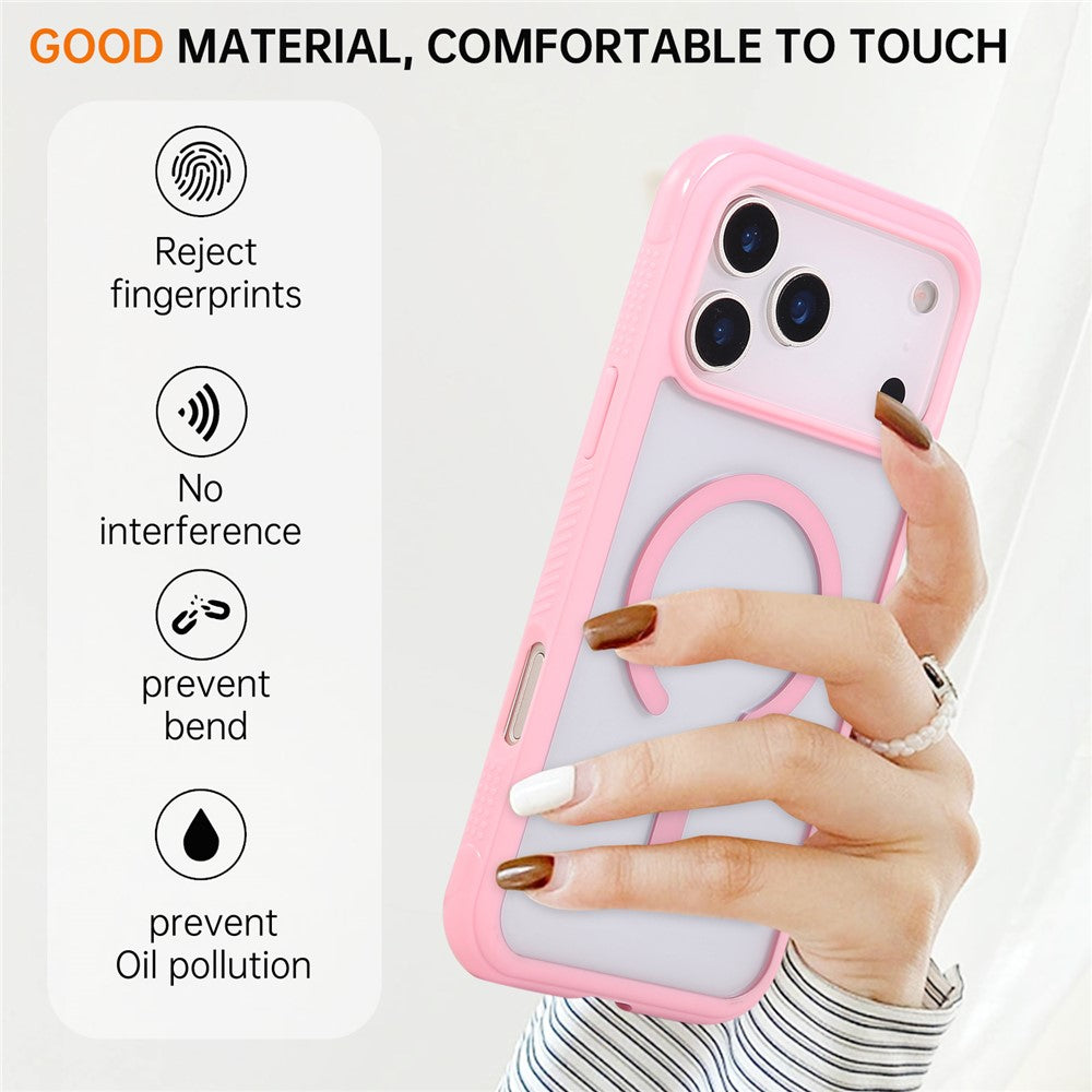 For iPhone 17 Pro Max Case Compatible with MagSafe TPU + PC Transparent Protective Phone Cover - Pink