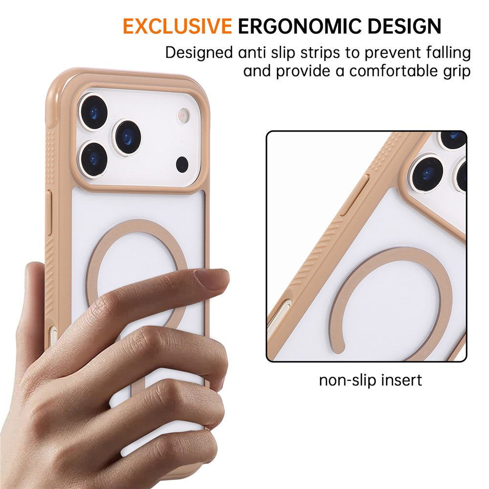 For iPhone 17 Pro Max Case Compatible with MagSafe TPU + PC Transparent Protective Phone Cover - Coffee