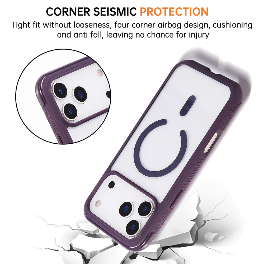 For iPhone 17 Pro Max Case Compatible with MagSafe TPU + PC Transparent Protective Phone Cover - Dark Purple