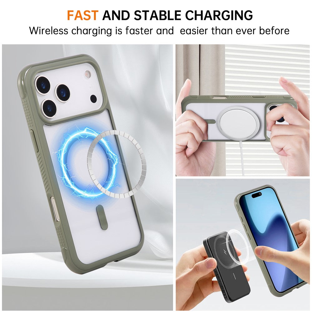 For iPhone 17 Pro Max Case TPU + PC Transparent Protective Phone Cover with Wrist Strap - Blackish Green