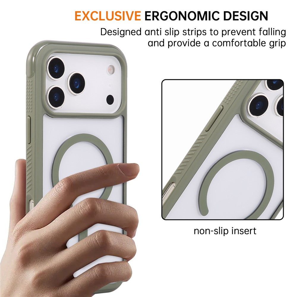 For iPhone 17 Pro Max Case TPU + PC Transparent Protective Phone Cover with Wrist Strap - Blackish Green