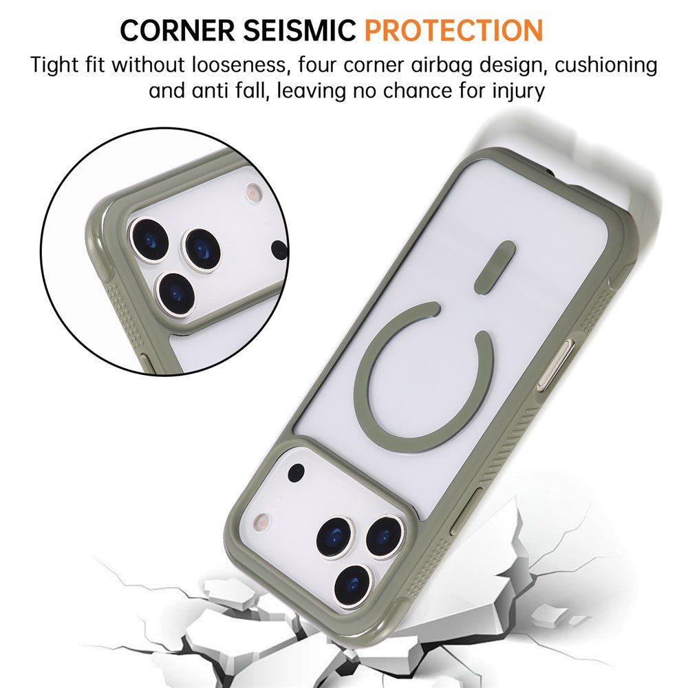 For iPhone 17 Pro Max Case TPU + PC Transparent Protective Phone Cover with Wrist Strap - Blackish Green