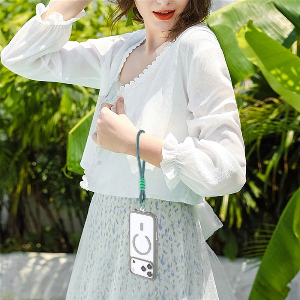 For iPhone 17 Pro Max Case TPU + PC Transparent Protective Phone Cover with Wrist Strap - Blackish Green