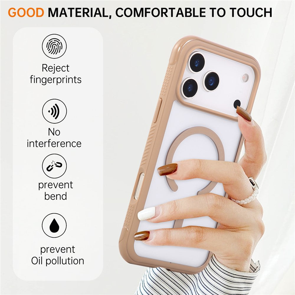 For iPhone 17 Pro Max Case TPU + PC Transparent Protective Phone Cover with Wrist Strap - Coffee