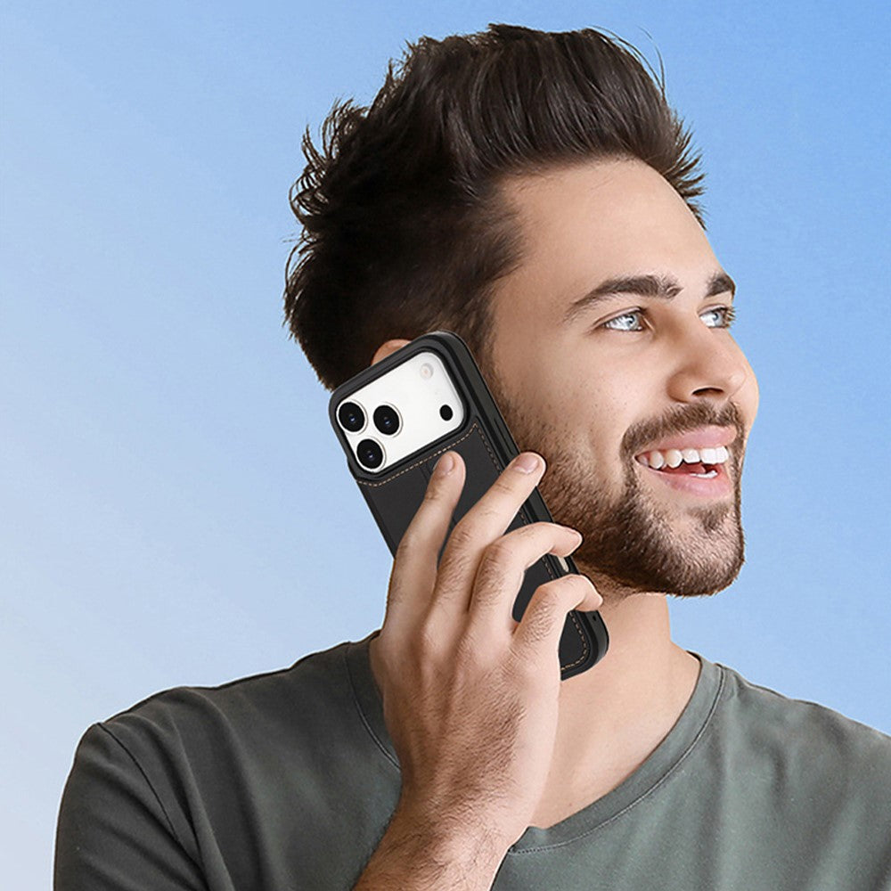 For iPhone 17 Pro Max Case Magnetic Closure Card Slot Leather Flip Phone Cover - Green