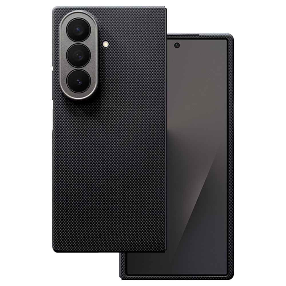 For Samsung Galaxy Z Fold7 5G Magnetic Case Precise Cutouts Fine Grid Aramid Fiber Phone Cover with Metal Lens Frame / Front Frame