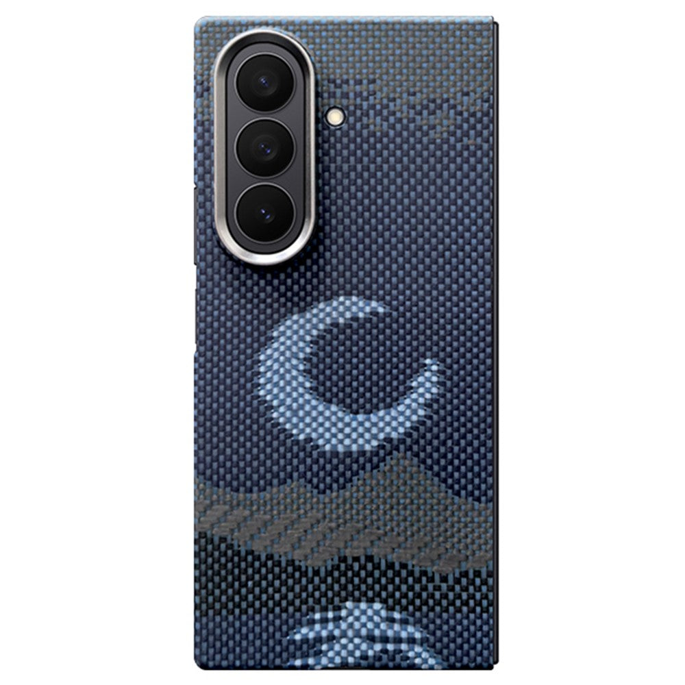 For Samsung Galaxy Z Fold7 5G Magnetic Case Aramid Fiber Phone Cover with Metal Lens Frame / Front Frame - Moon