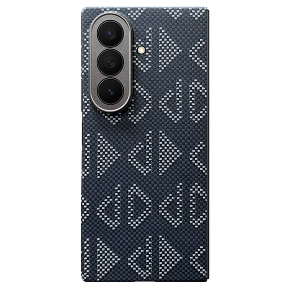 For Samsung Galaxy Z Fold7 5G Magnetic Case Precise Cutouts Geometric Pattern Aramid Fiber Phone Cover with Metal Lens Frame / Front Frame