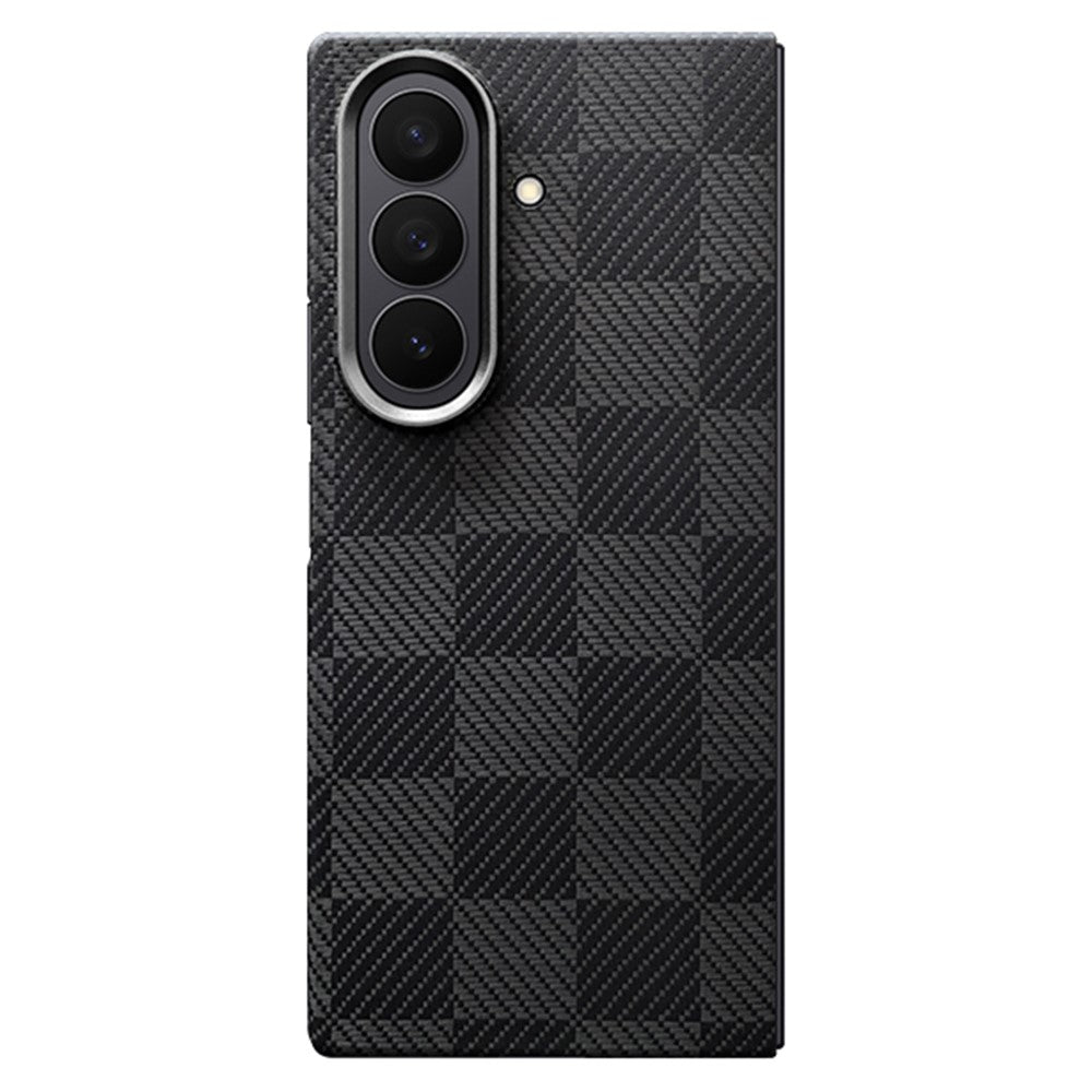 For Samsung Galaxy Z Fold7 5G Case Grid Texture Aramid Fiber Magnetic Phone Cover with Front Frame