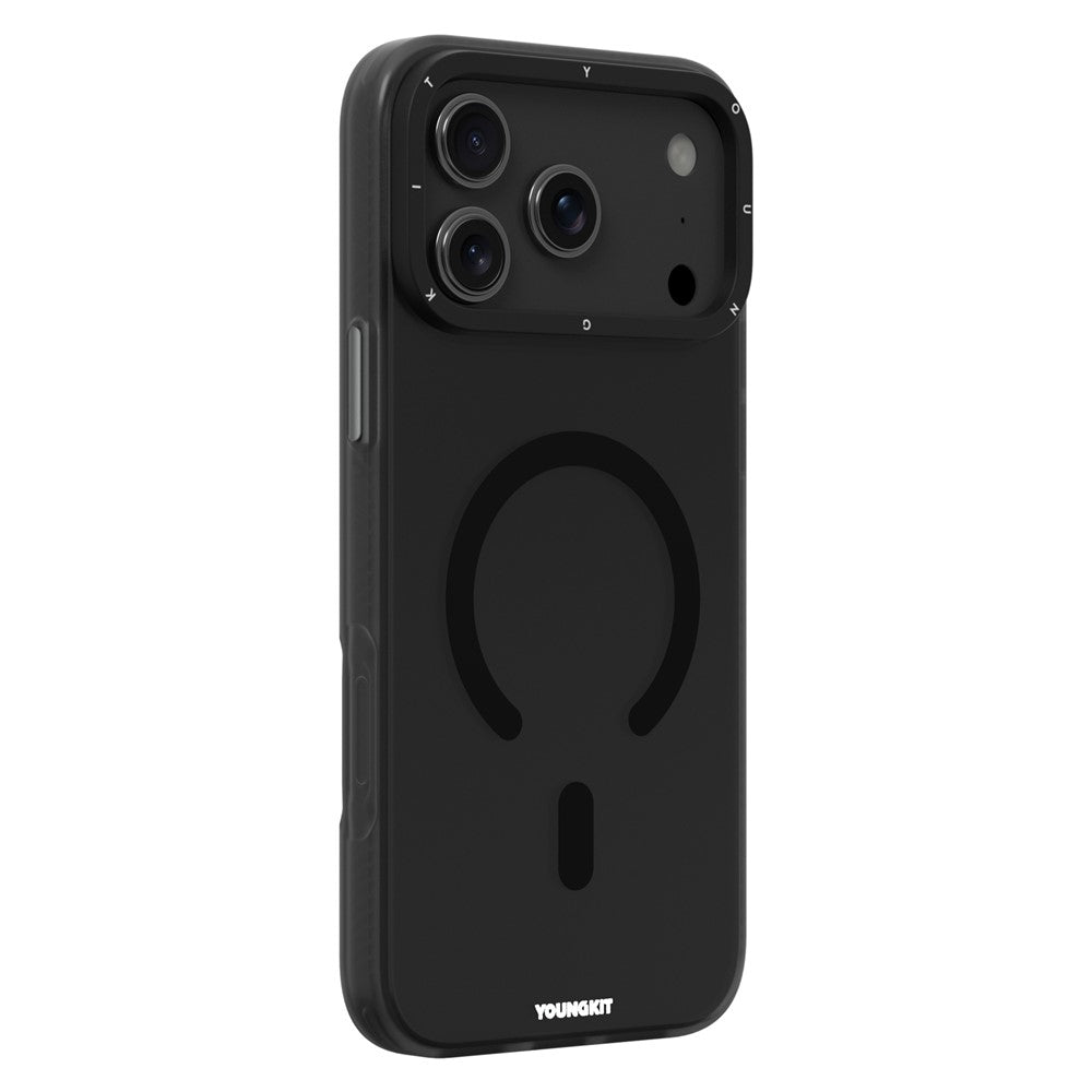 YOUNGKIT For iPhone 17 Pro Max Matte Case Compatible with MagSafe PET TPU Phone Cover - Transparent Black