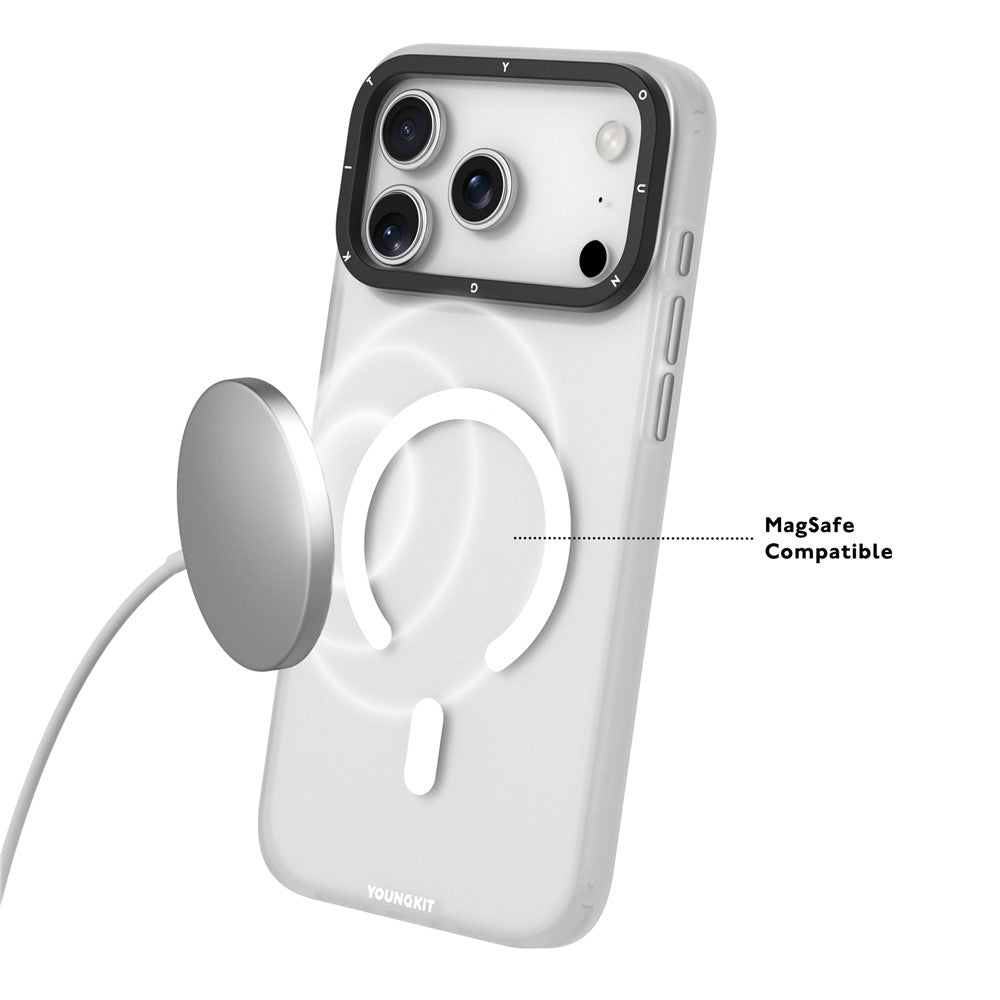 YOUNGKIT For iPhone 17 Pro Max Matte Case Compatible with MagSafe PET TPU Phone Cover - Transparent Black