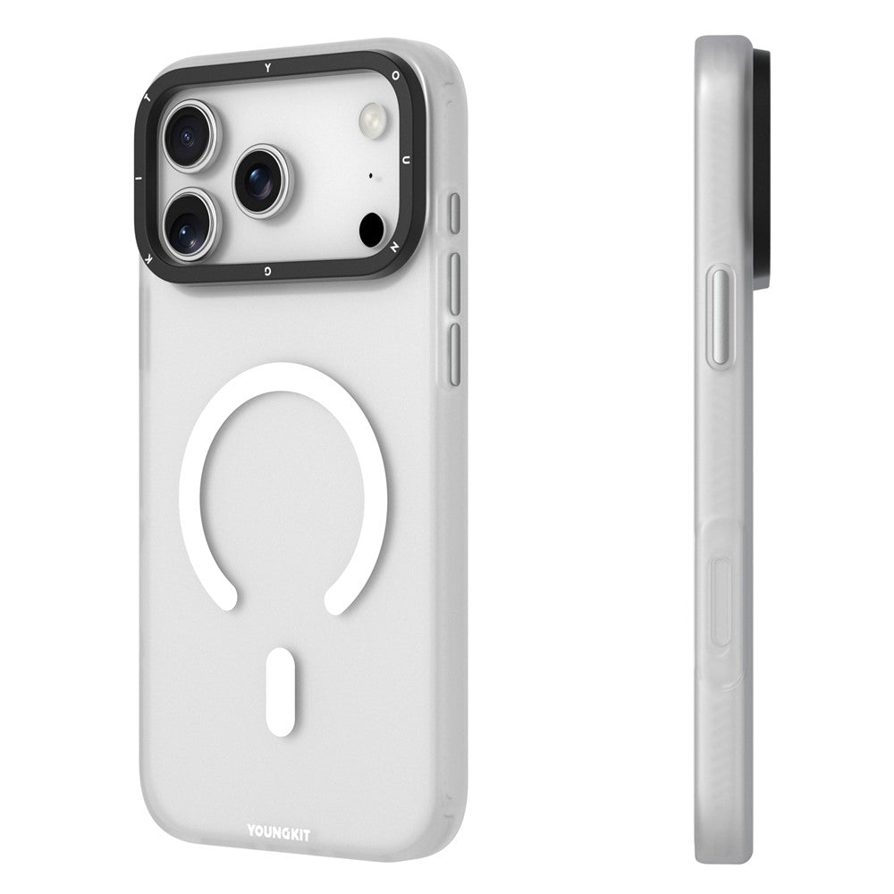 YOUNGKIT For iPhone 17 Pro Max Matte Case Compatible with MagSafe PET TPU Phone Cover - White