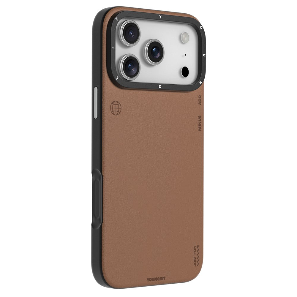 YOUNGKIT For iPhone 17 Pro Max Case Compatible with MagSafe PU Leather + PC Phone Cover - Bronze