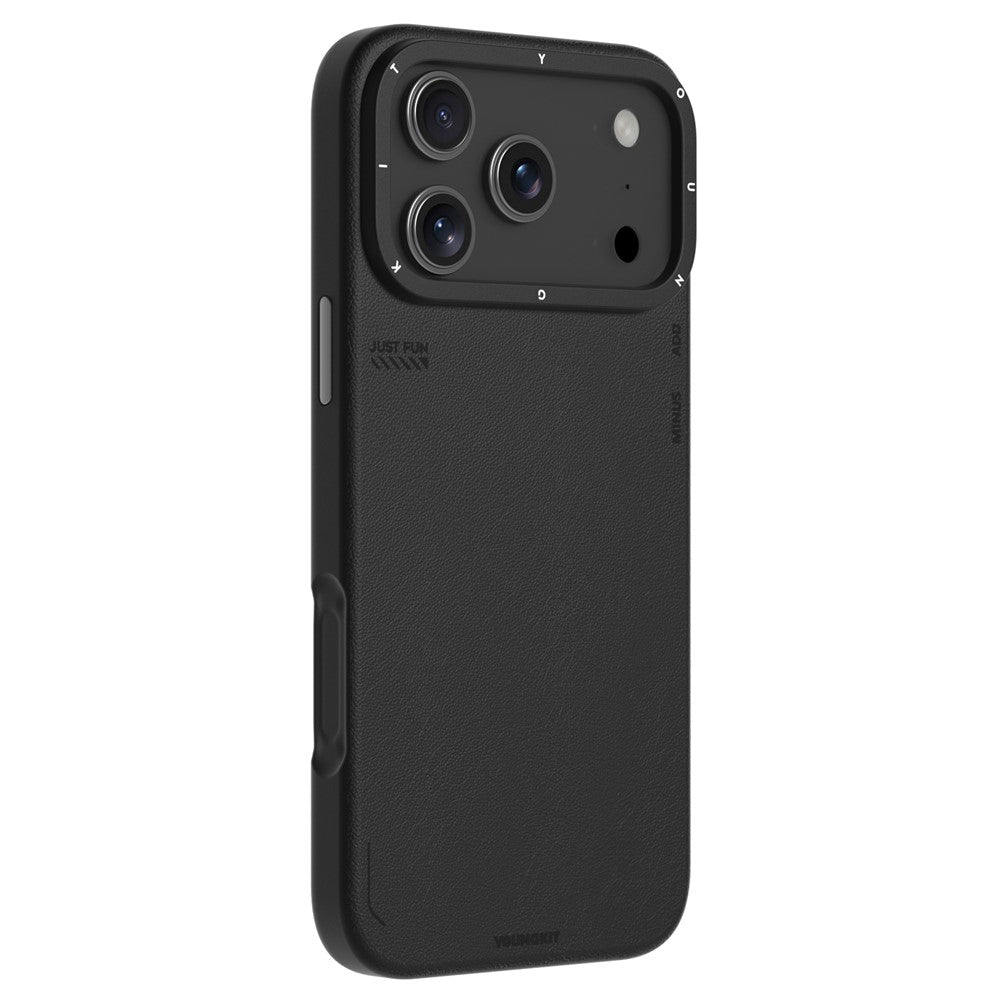 YOUNGKIT For iPhone 17 Pro Max Case Compatible with MagSafe PU Leather + PC Phone Cover - Black