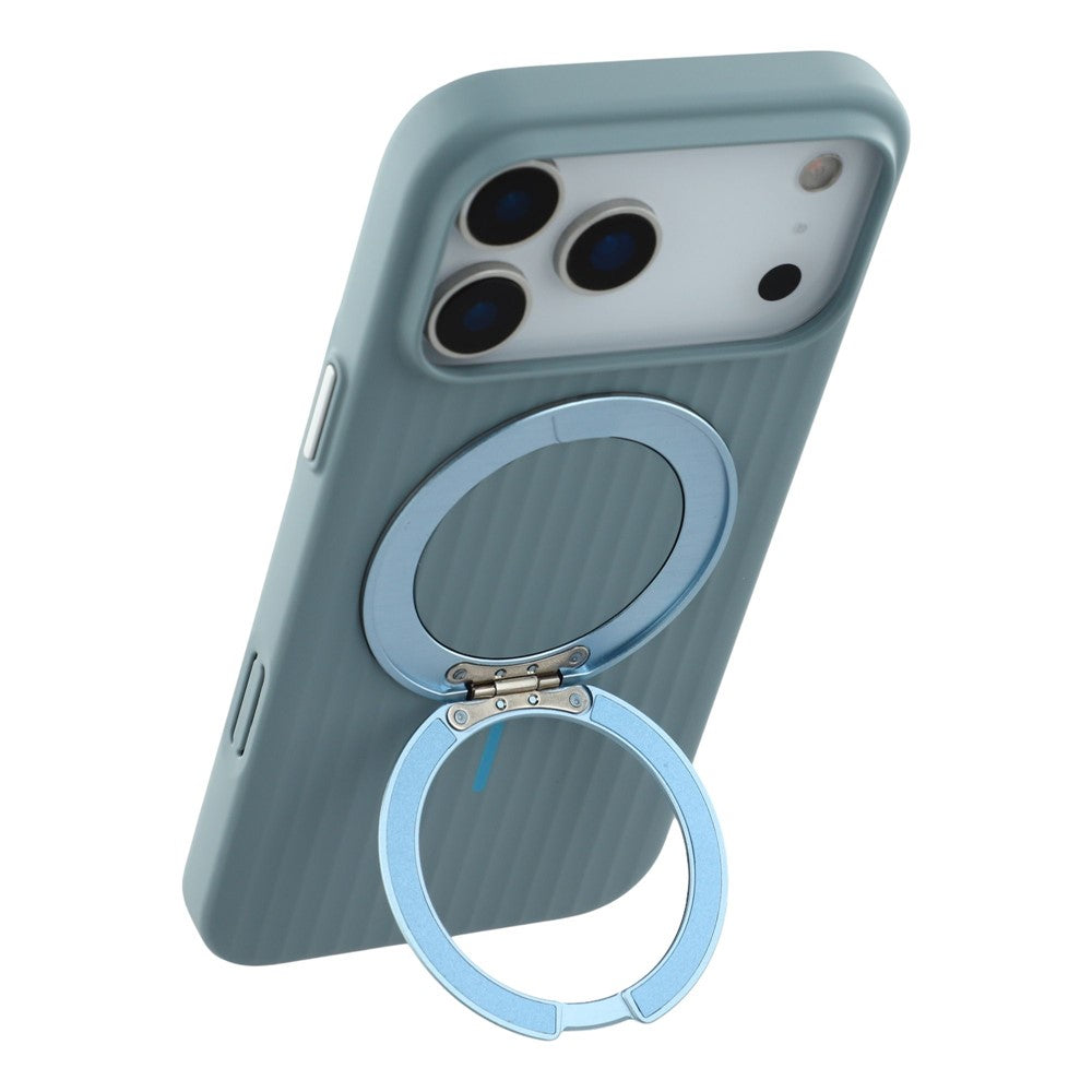 KIGC For iPhone 17 Pro Max Magnetic Case with Rotating Kickstand Hard PC Phone Back Cover - Blue