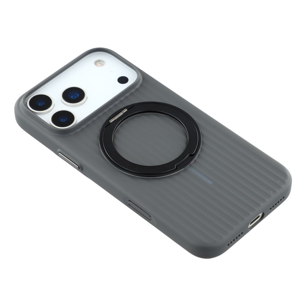KIGC For iPhone 17 Pro Max Magnetic Case with Rotating Kickstand Hard PC Phone Back Cover - Black
