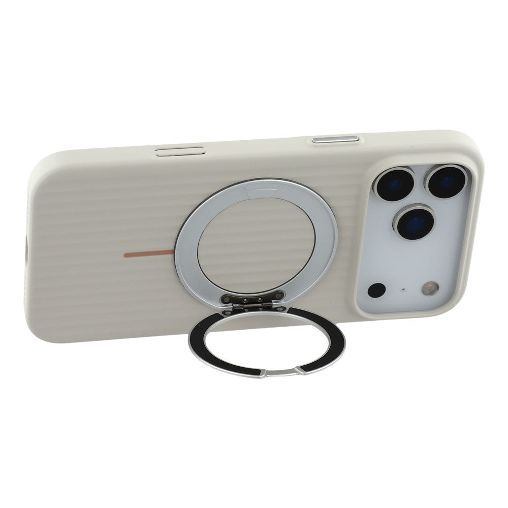 KIGC For iPhone 17 Pro Max Magnetic Case with Rotating Kickstand Hard PC Phone Back Cover - White