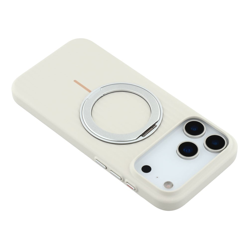 KIGC For iPhone 17 Pro Max Magnetic Case with Rotating Kickstand Hard PC Phone Back Cover - White