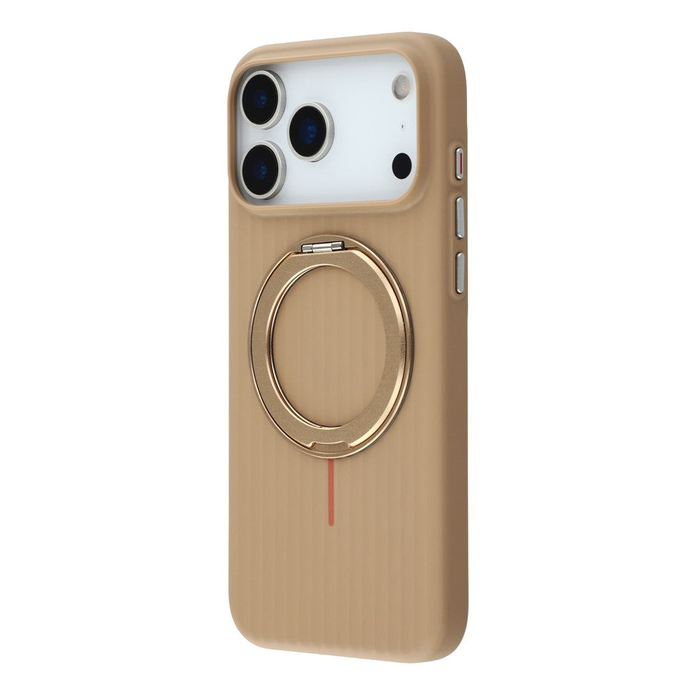 KIGC For iPhone 17 Pro Max Magnetic Case with Rotating Kickstand Hard PC Phone Back Cover - Brown