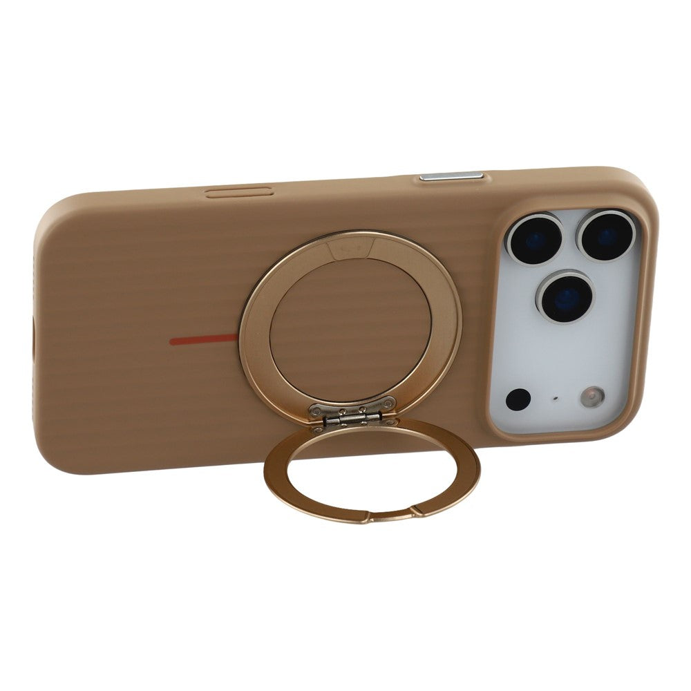 KIGC For iPhone 17 Pro Max Magnetic Case with Rotating Kickstand Hard PC Phone Back Cover - Brown