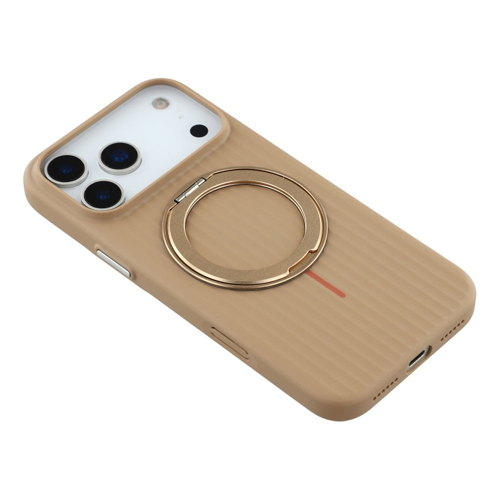 KIGC For iPhone 17 Pro Max Magnetic Case with Rotating Kickstand Hard PC Phone Back Cover - Brown