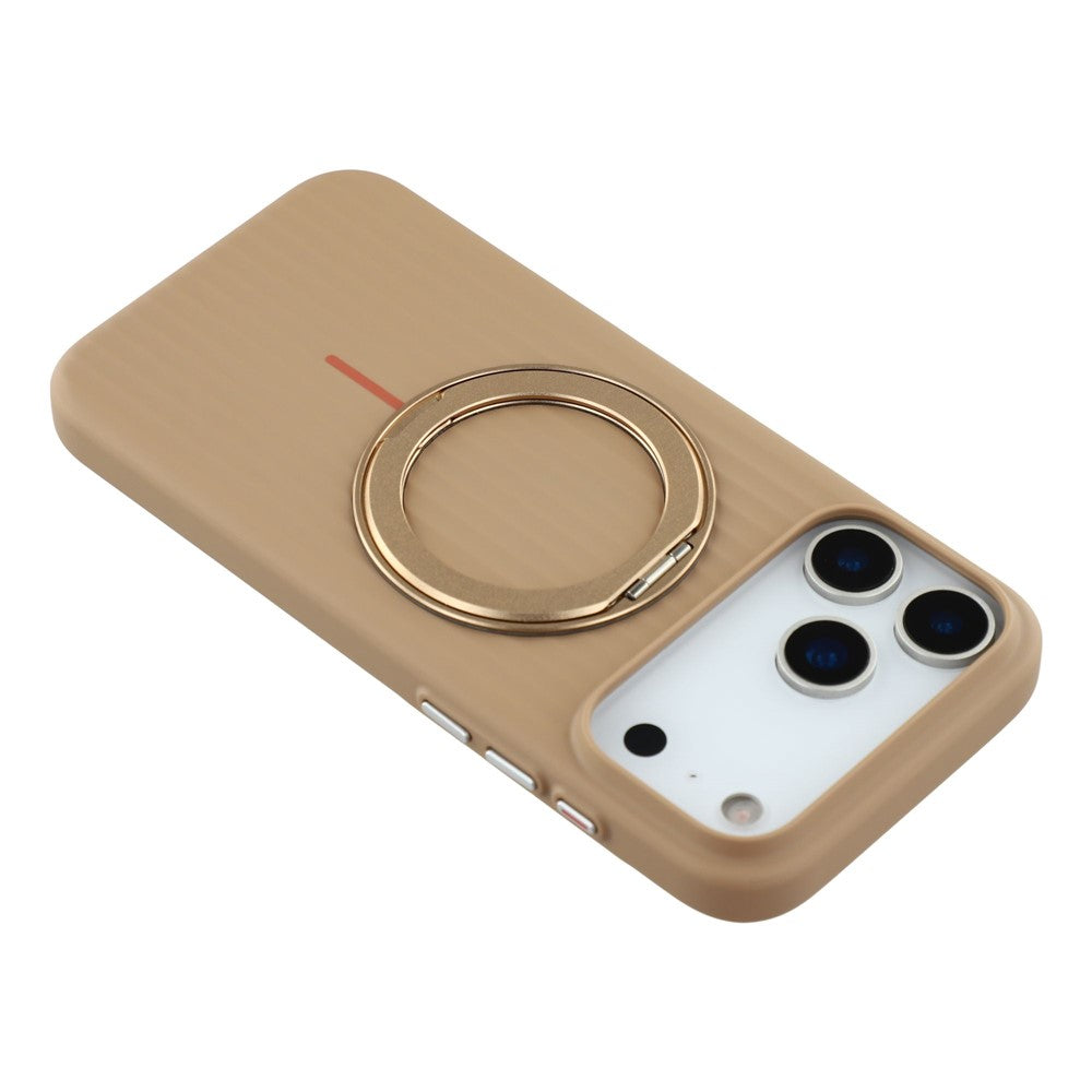 KIGC For iPhone 17 Pro Max Magnetic Case with Rotating Kickstand Hard PC Phone Back Cover - Brown