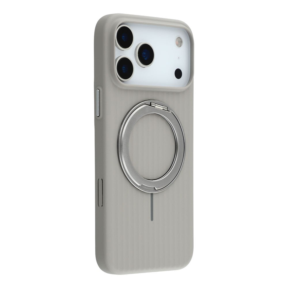 KIGC For iPhone 17 Pro Max Magnetic Case with Rotating Kickstand Hard PC Phone Back Cover - Grey