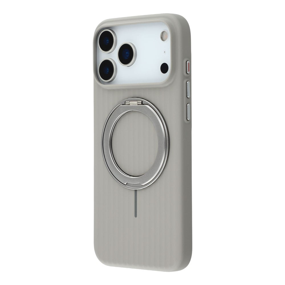 KIGC For iPhone 17 Pro Max Magnetic Case with Rotating Kickstand Hard PC Phone Back Cover - Grey