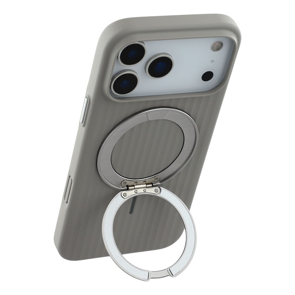 KIGC For iPhone 17 Pro Max Magnetic Case with Rotating Kickstand Hard PC Phone Back Cover - Grey