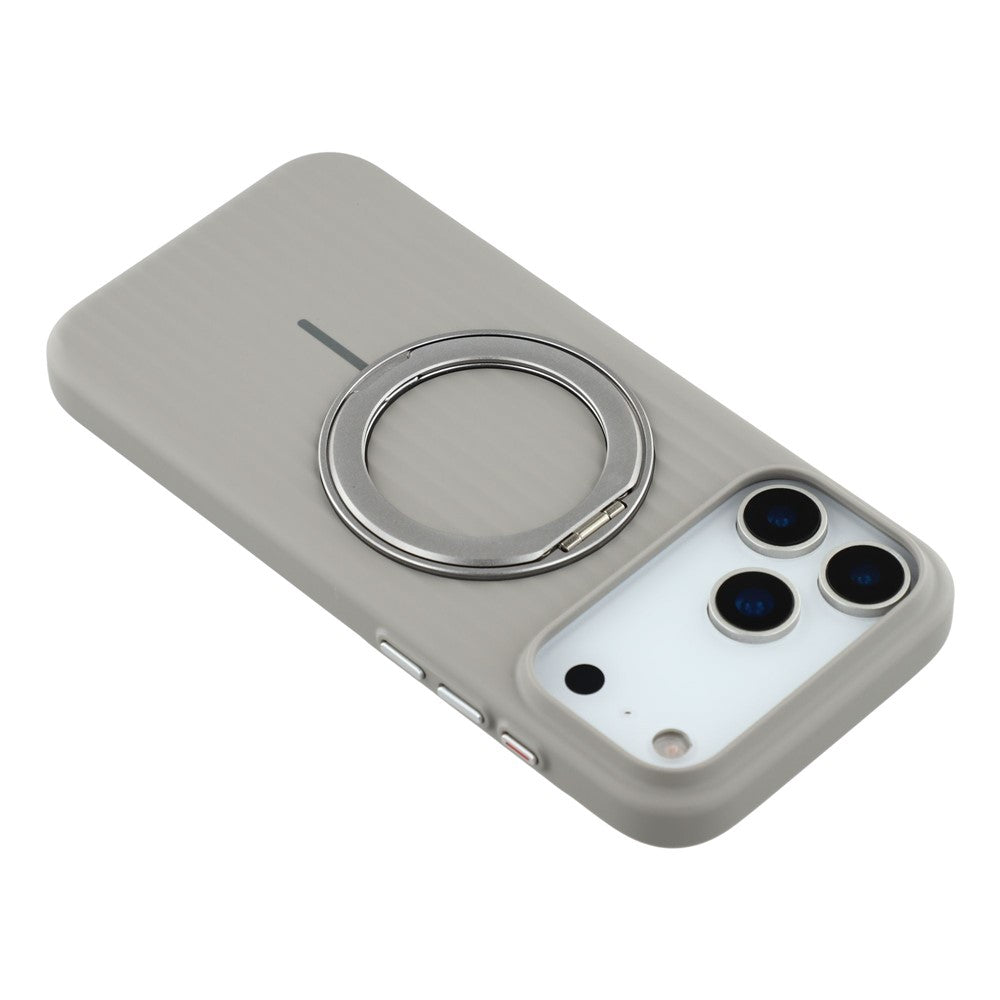 KIGC For iPhone 17 Pro Max Magnetic Case with Rotating Kickstand Hard PC Phone Back Cover - Grey
