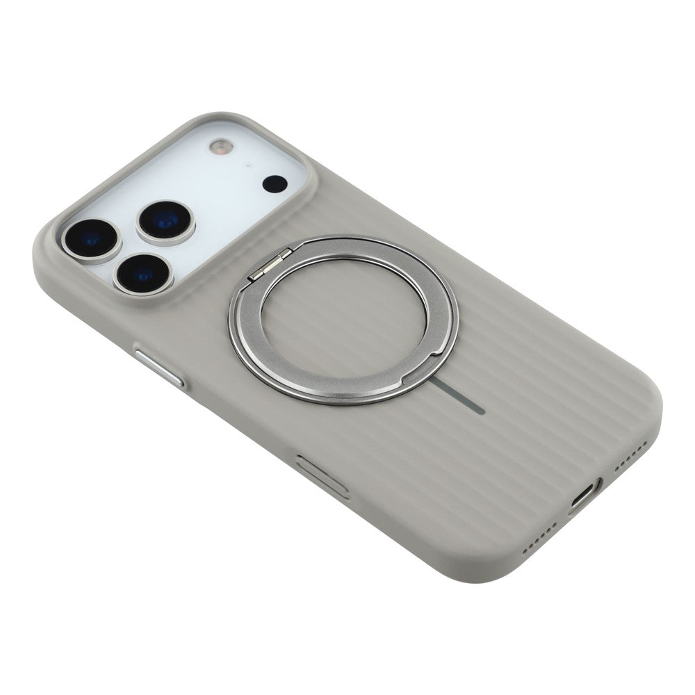 KIGC For iPhone 17 Pro Max Magnetic Case with Rotating Kickstand Hard PC Phone Back Cover - Grey