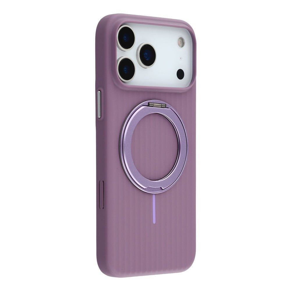 KIGC For iPhone 17 Pro Max Magnetic Case with Rotating Kickstand Hard PC Phone Back Cover - Purple