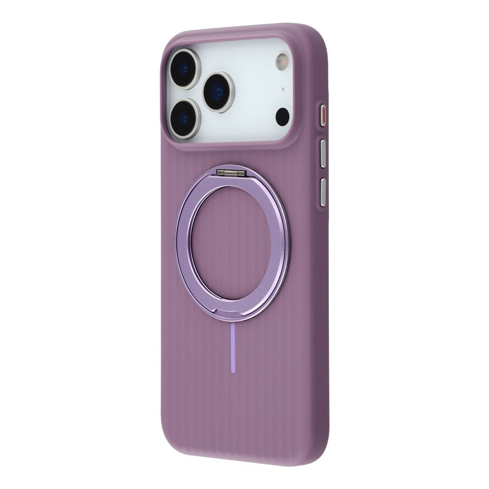 KIGC For iPhone 17 Pro Max Magnetic Case with Rotating Kickstand Hard PC Phone Back Cover - Purple