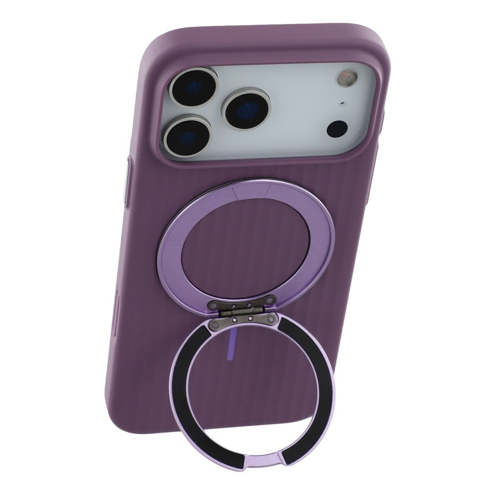 KIGC For iPhone 17 Pro Max Magnetic Case with Rotating Kickstand Hard PC Phone Back Cover - Purple